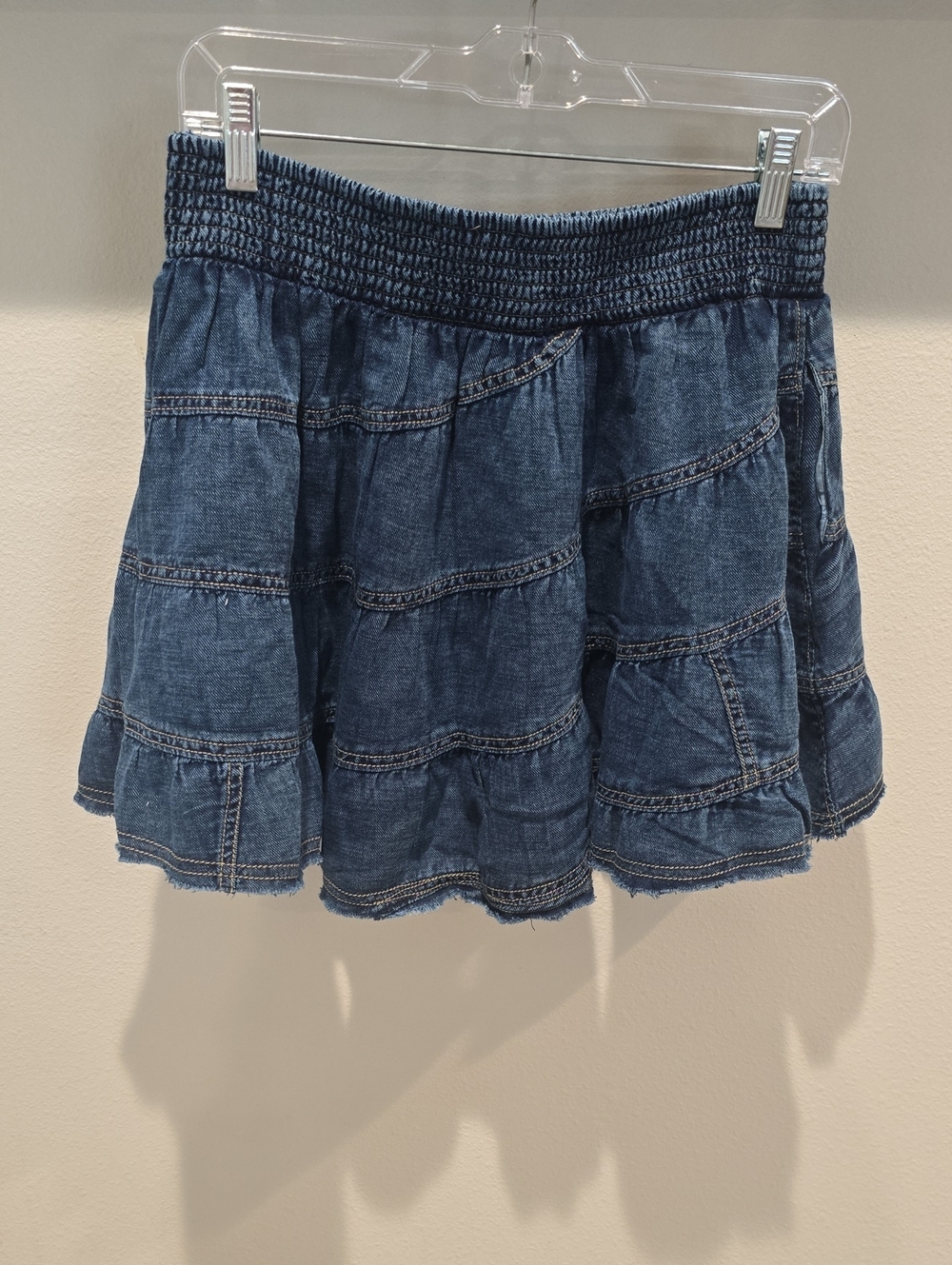 Pilcro Blue Denim Smocked Mini Skirt, NWT, Small
